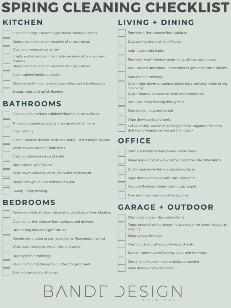Spring Cleaning Checklist Bandd Design Interiors