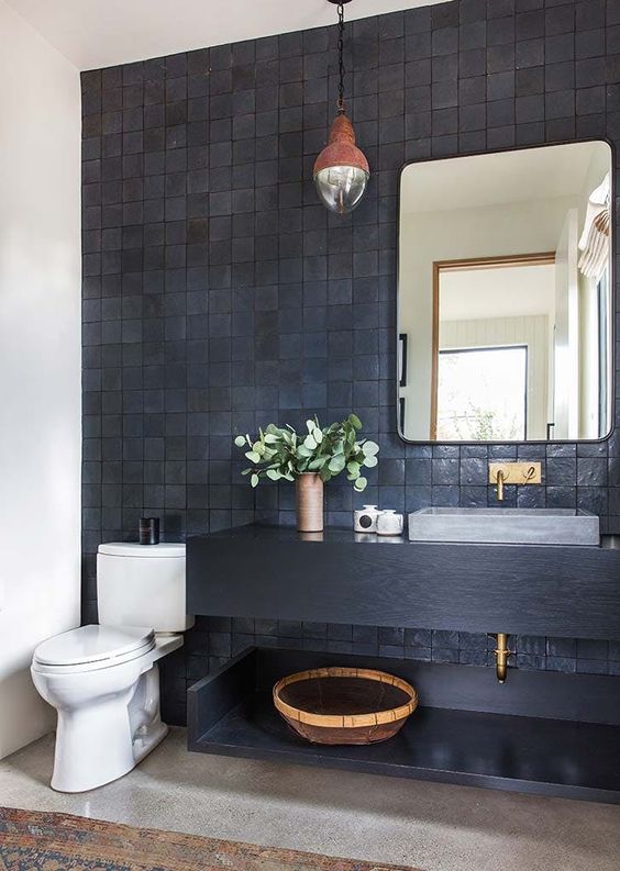 Cle Tile Black Zellige Bathroom