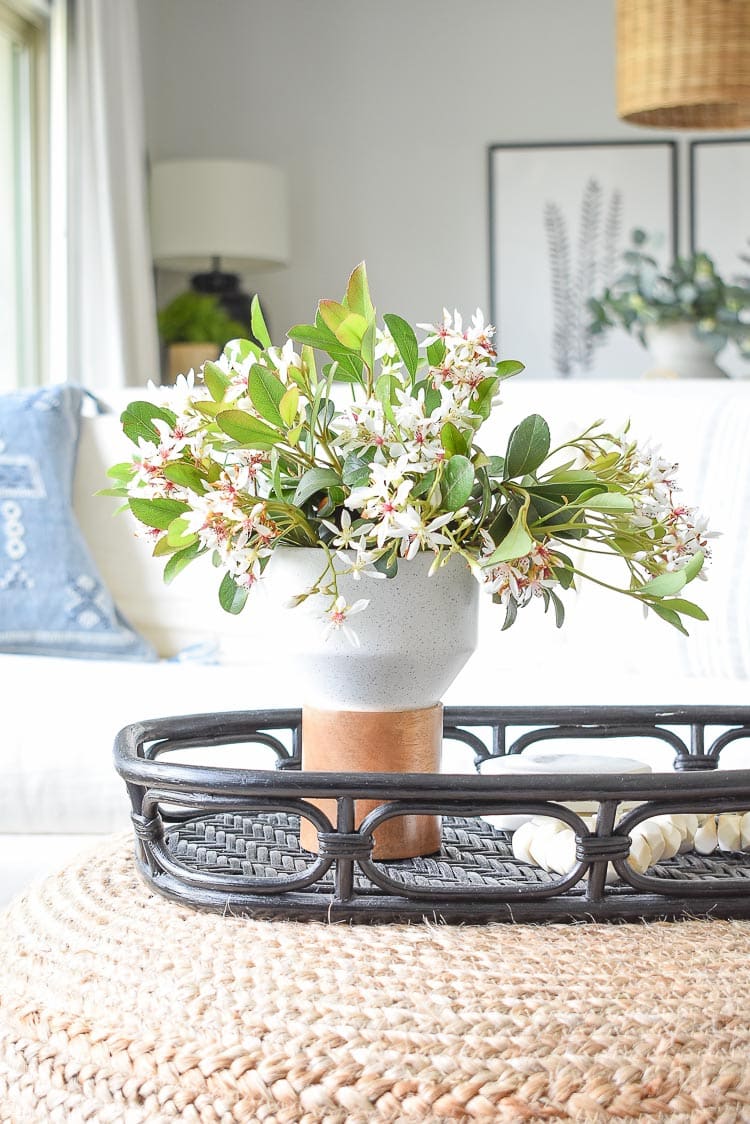 Sping Flower Arrangement In Pot Wooden Base World Market Vases 2